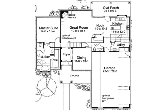 Floor Plan - Main Floor for Traditional House Plan #120-241 - 4 bed, 2.5 bath