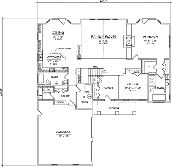 House Plan Design - Country Floor Plan - Main Floor Plan #981-9