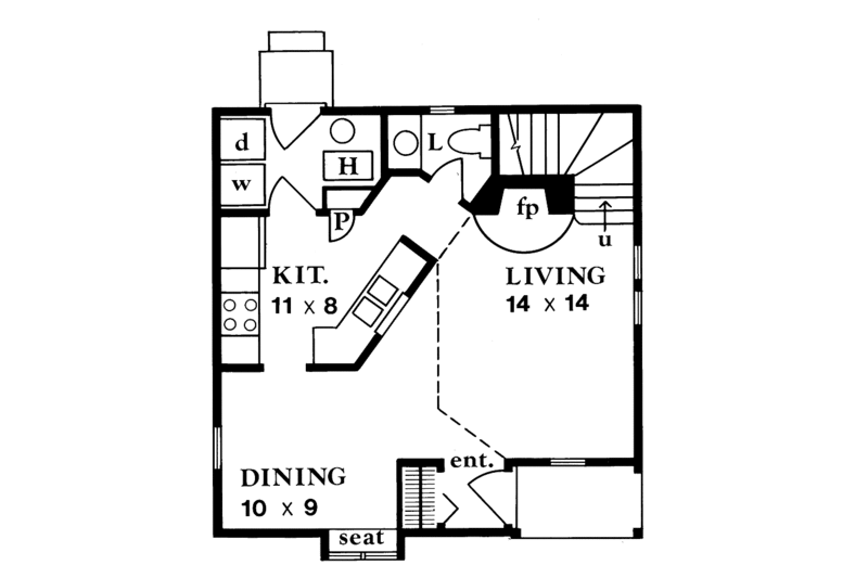 Dream House Plan - Floor Plan - Main Floor for Craftsman House Plan #1016-2 - 1 bed, 1.5 bath
