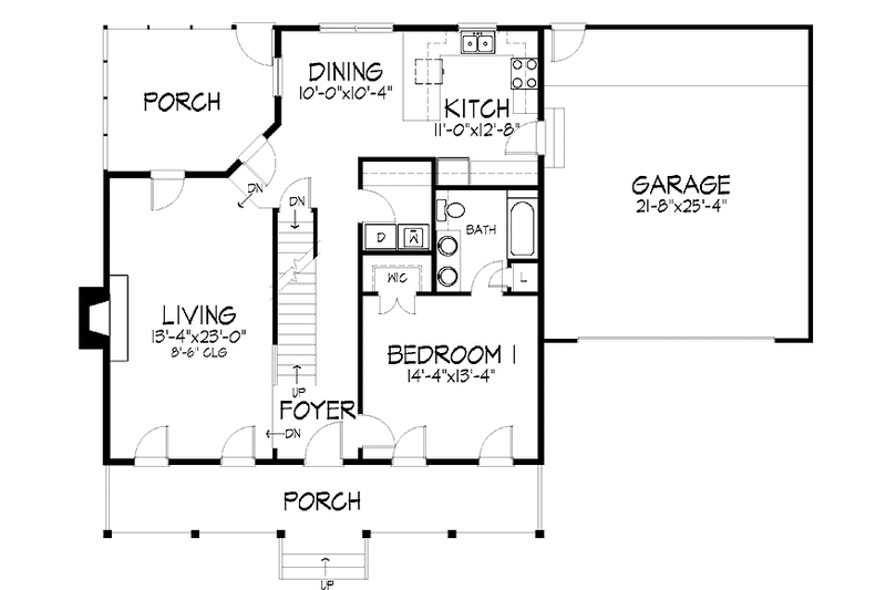 Home Plan - Floor Plan - Main Floor for Country House Plan #320-897 - 3 bed, 2 bath