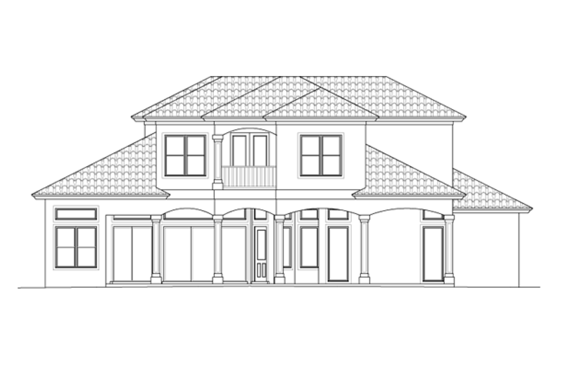 Architectural House Design - Exterior - Rear Elevation for Mediterranean House Plan #1017-129 - 4 bed, 4.5 bath