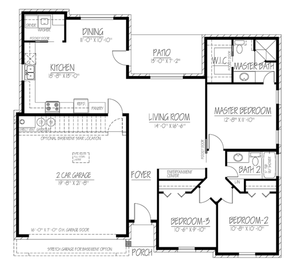 Architectural House Design - Adobe / Southwestern Floor Plan - Main Floor Plan #1061-21
