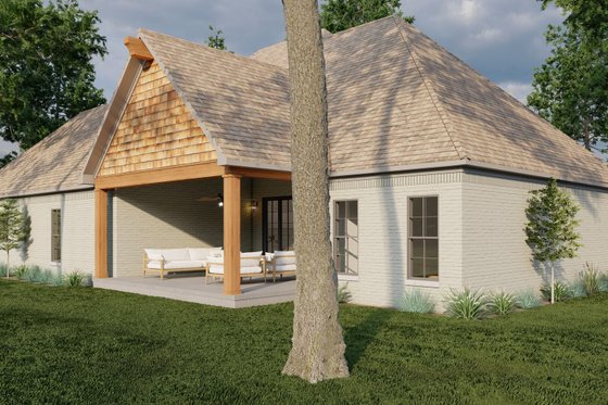 Exterior - Rear Elevation 1 for European House Plan #923-80 - 3 bed, 2.5 bath