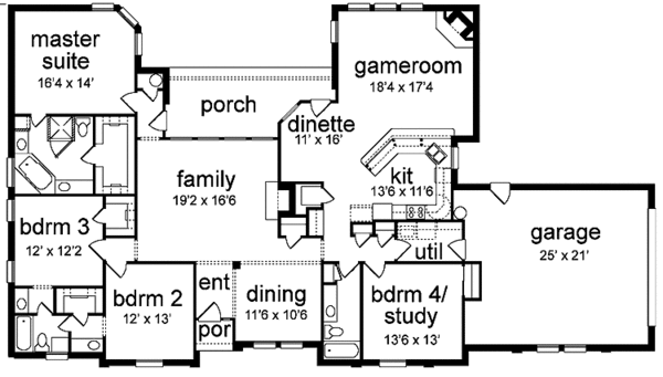 House Blueprint - Traditional Floor Plan - Main Floor Plan #84-697
