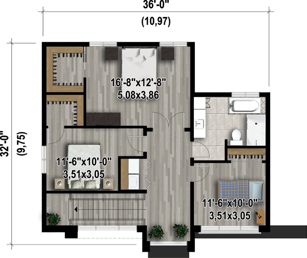 Contemporary Floor Plan - Upper Floor Plan #25-4416