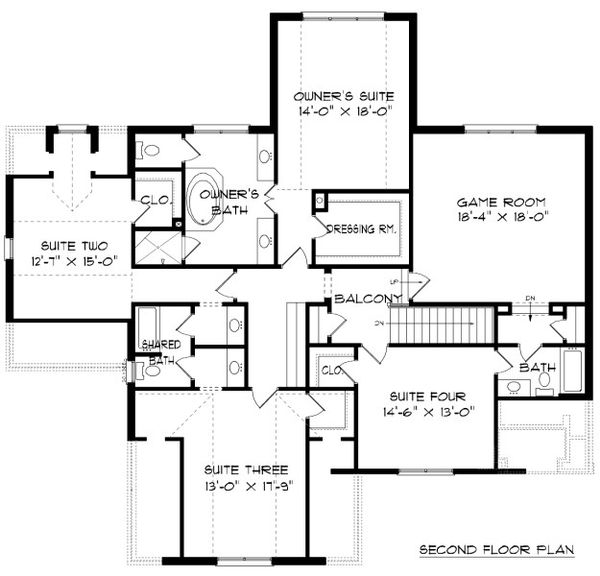House Design - Tudor Floor Plan - Upper Floor Plan #413-889