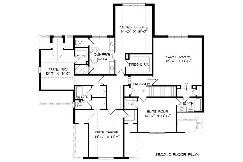 Home Plan - Floor Plan - Upper Floor for Tudor House Plan #413-889 - 5 bed, 4 bath