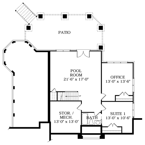 House Design - Colonial Floor Plan - Lower Floor Plan #453-362