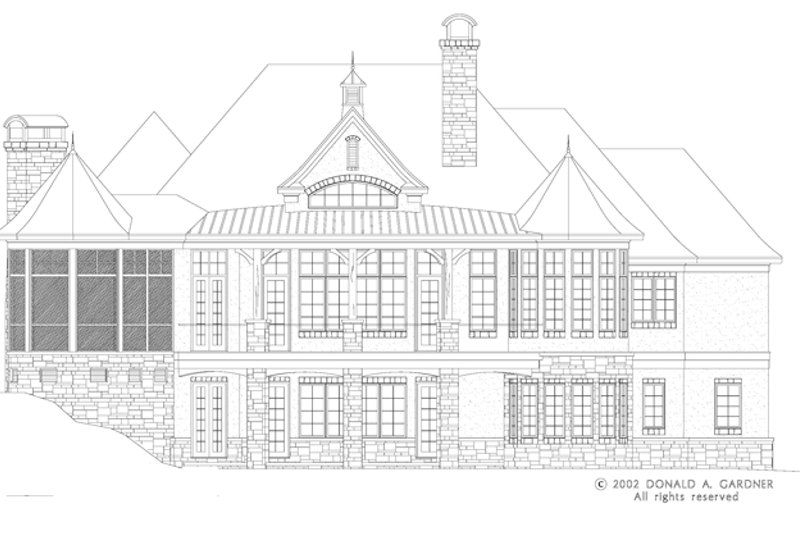 Home Plan - Exterior - Rear Elevation 2 for European House Plan #929-893 - 5 bed, 5 bath
