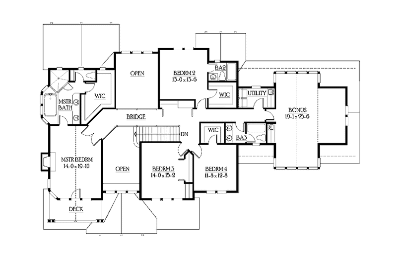 Home Plan - Floor Plan - Upper Floor for Craftsman House Plan #132-480 - 4 bed, 3.5 bath