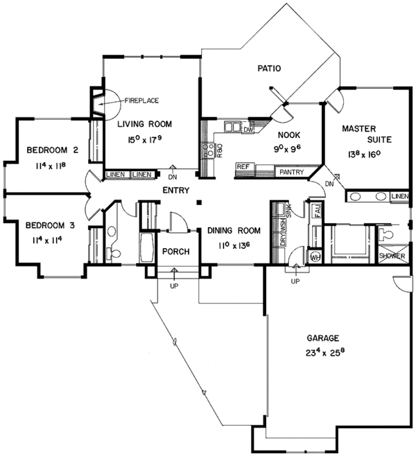 Architectural House Design - Adobe / Southwestern Floor Plan - Main Floor Plan #60-932