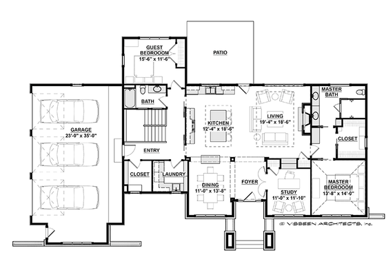 Floor Plan - Main Floor for Prairie House Plan #928-279 - 5 bed, 3 bath