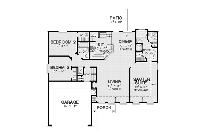 Dream House Plan - Floor Plan - Main Floor for Traditional House Plan #472-425 - 3 bed, 2 bath