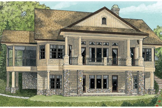 Exterior - Rear Elevation 2 for Craftsman House Plan #929-937 - 4 bed, 4 bath