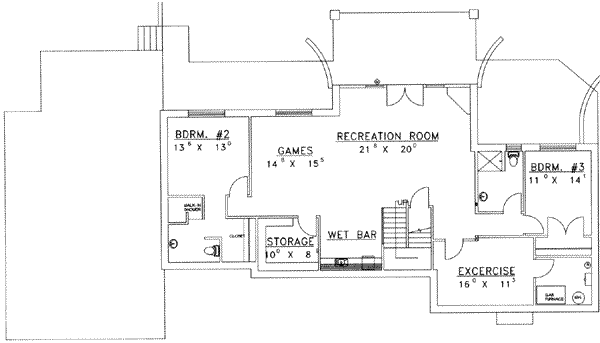 Architectural House Design - Modern Floor Plan - Lower Floor Plan #117-277