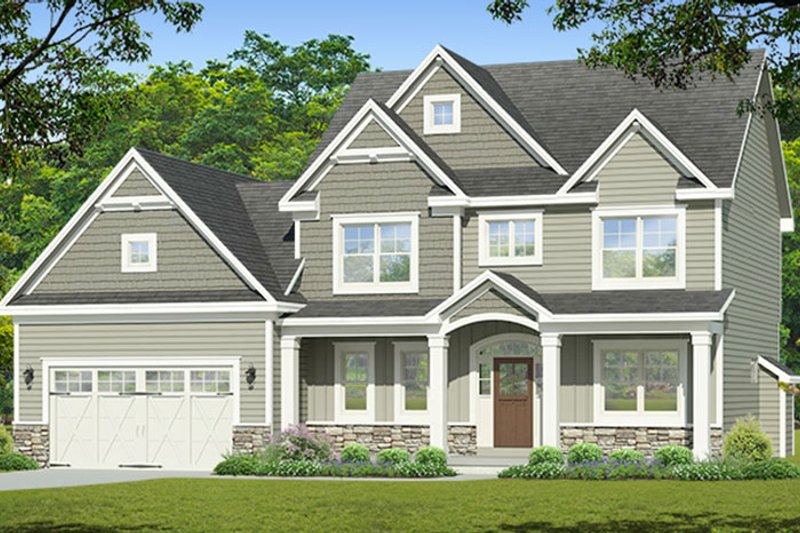 House Design - Exterior - Front Elevation 3 for Colonial House Plan #1010-198 - 3 bed, 2.5 bath