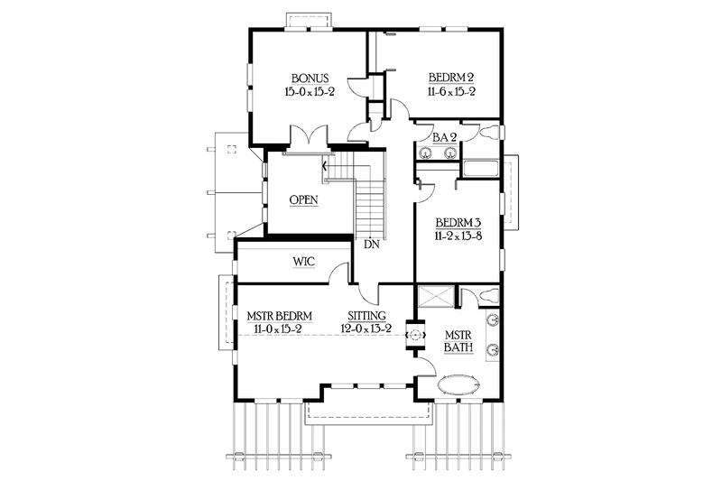 Home Plan - Floor Plan - Upper Floor for Craftsman House Plan #132-236 - 3 bed, 2.5 bath