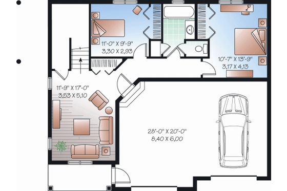 Floor Plan - Lower Floor for Country House Plan #23-2269 - 4 bed, 2 bath