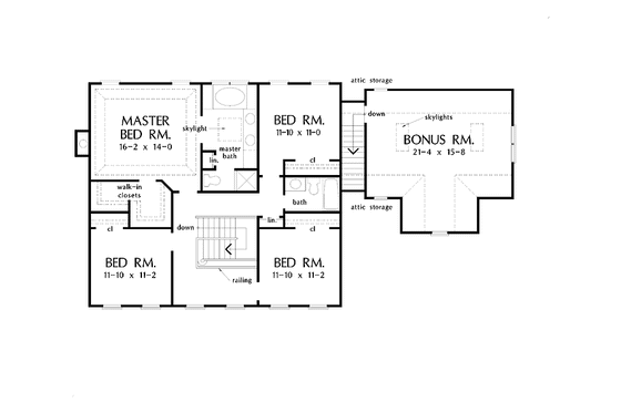 Floor Plan - Upper Floor for Classical House Plan #929-383 - 4 bed, 2.5 bath