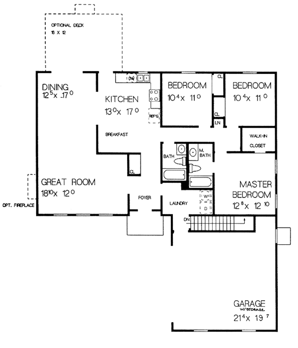 House Plan Design - Ranch Floor Plan - Main Floor Plan #72-1045