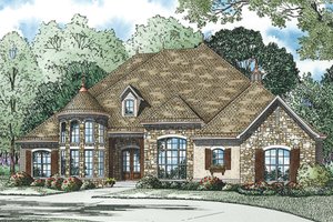 European Exterior - Front Elevation Plan #17-3386