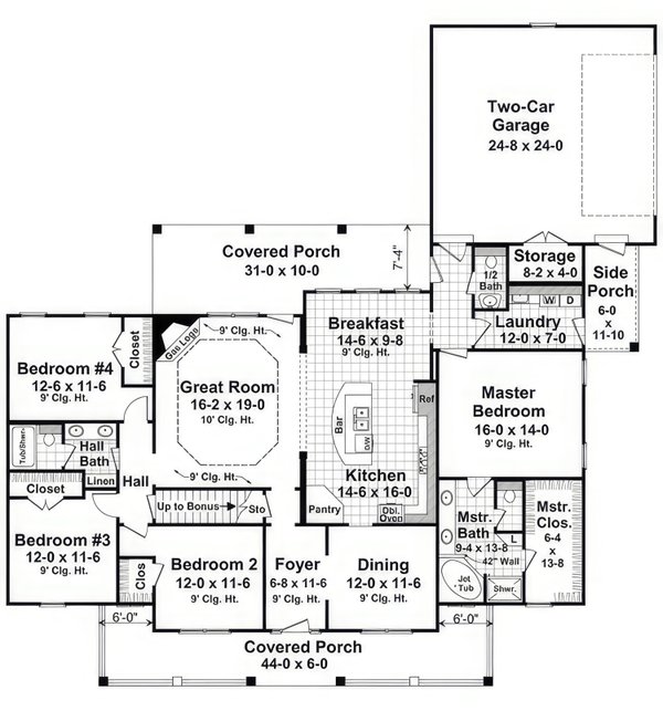 House Blueprint - Country Floor Plan - Main Floor Plan #21-603