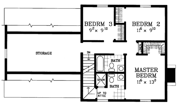House Blueprint - Colonial Floor Plan - Upper Floor Plan #72-1087