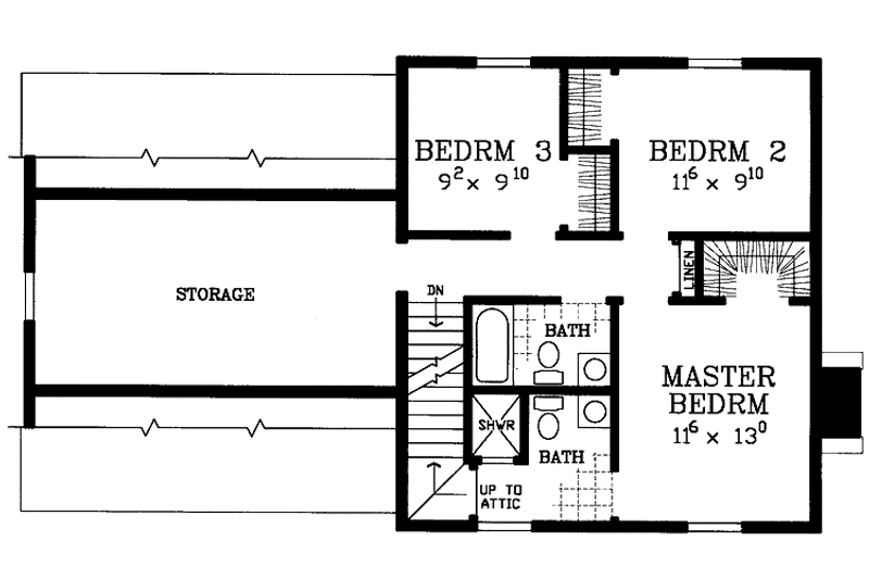 Dream House Plan - Floor Plan - Upper Floor for Colonial House Plan #72-1087 - 3 bed, 2.5 bath