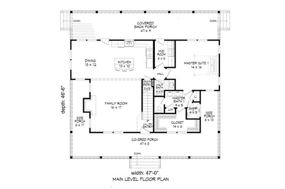 Floor Plan - Main Floor for Country House Plan #932-43 - 3 bed, 3.5 bath