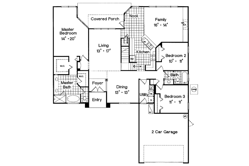 Home Plan - Floor Plan - Main Floor for European House Plan #417-785 - 3 bed, 2 bath