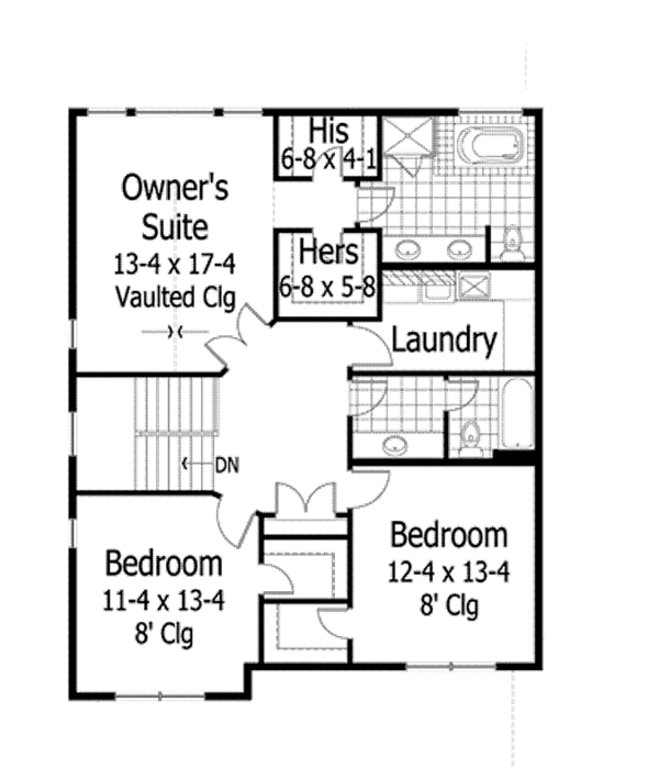 House Design - Country Floor Plan - Upper Floor Plan #51-1074