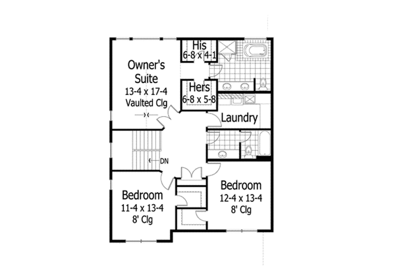 Dream House Plan - Floor Plan - Upper Floor for Country House Plan #51-1074 - 3 bed, 2.5 bath