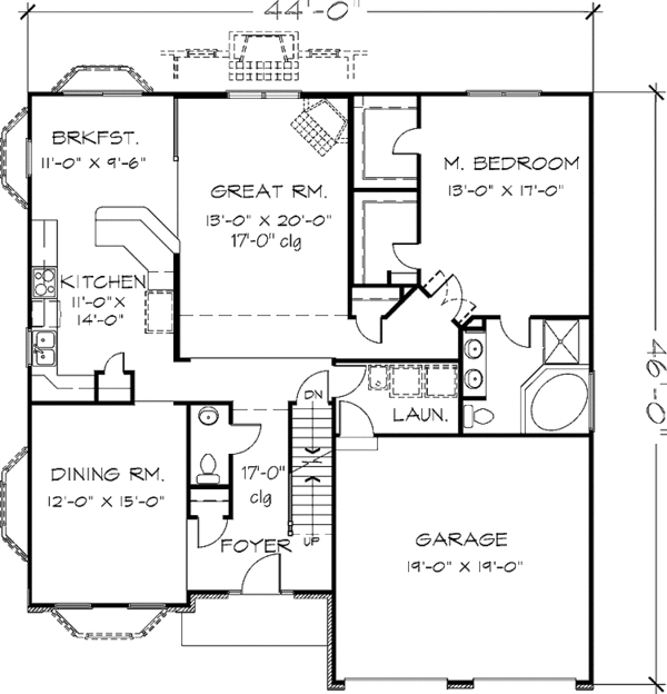 Architectural House Design - Colonial Floor Plan - Main Floor Plan #320-1435