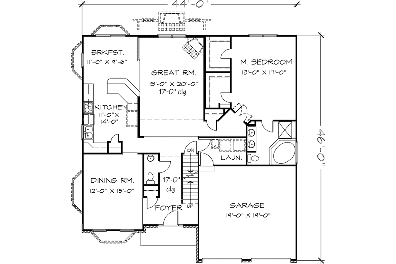 Home Plan - Floor Plan - Main Floor for Colonial House Plan #320-1435 - 3 bed, 2.5 bath
