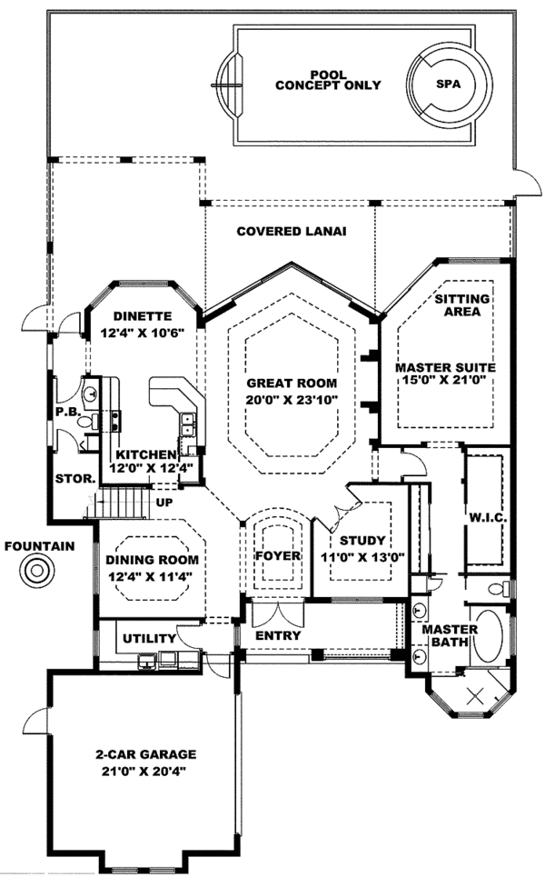 Architectural House Design - Mediterranean Floor Plan - Main Floor Plan #1017-147