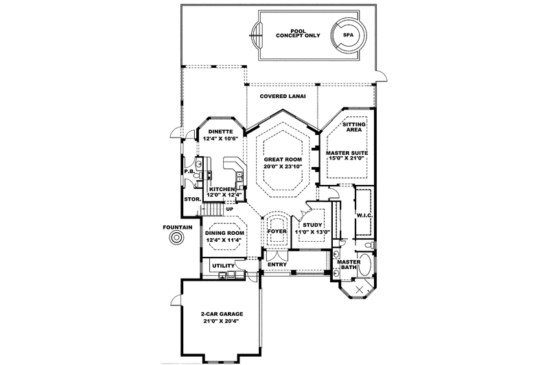 Architectural House Design - Floor Plan - Main Floor for Mediterranean House Plan #1017-147 - 3 bed, 2.5 bath