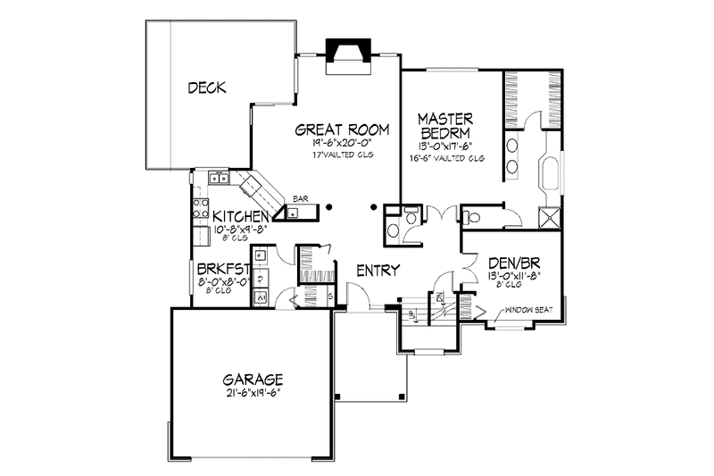 Home Plan - Floor Plan - Main Floor for Contemporary House Plan #320-698 - 3 bed, 2.5 bath
