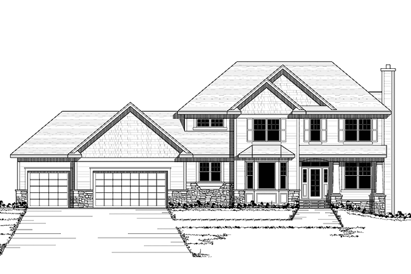 Home Plan - Exterior - Front Elevation 3 for European House Plan #51-639 - 3 bed, 2.5 bath