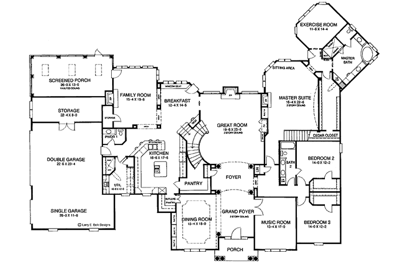 Home Plan - Floor Plan - Main Floor for Mediterranean House Plan #952-74 - 5 bed, 4 bath