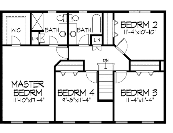 Home Plan - Colonial Floor Plan - Upper Floor Plan #51-736
