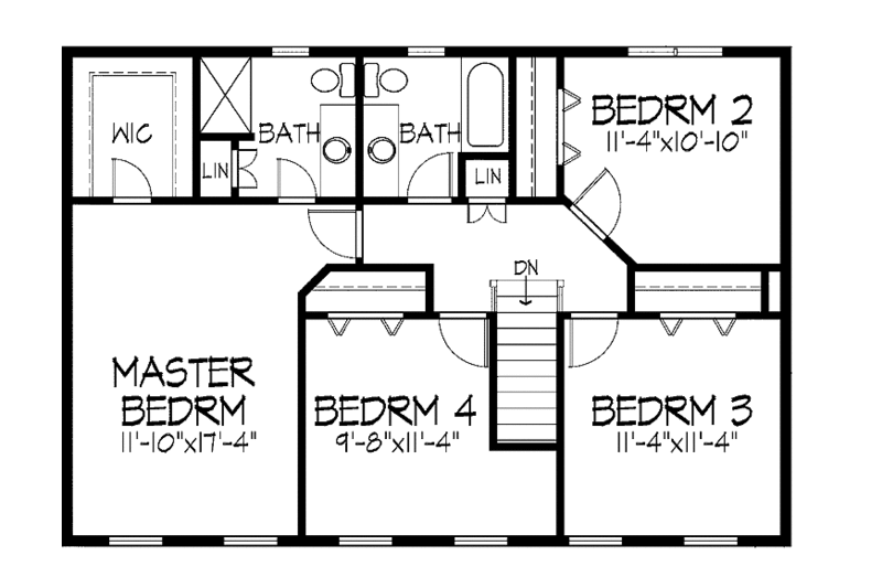 Home Plan - Floor Plan - Upper Floor for Colonial House Plan #51-736 - 4 bed, 2.5 bath