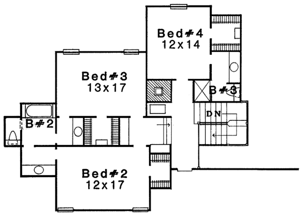 Architectural House Design - Country Floor Plan - Upper Floor Plan #310-1073