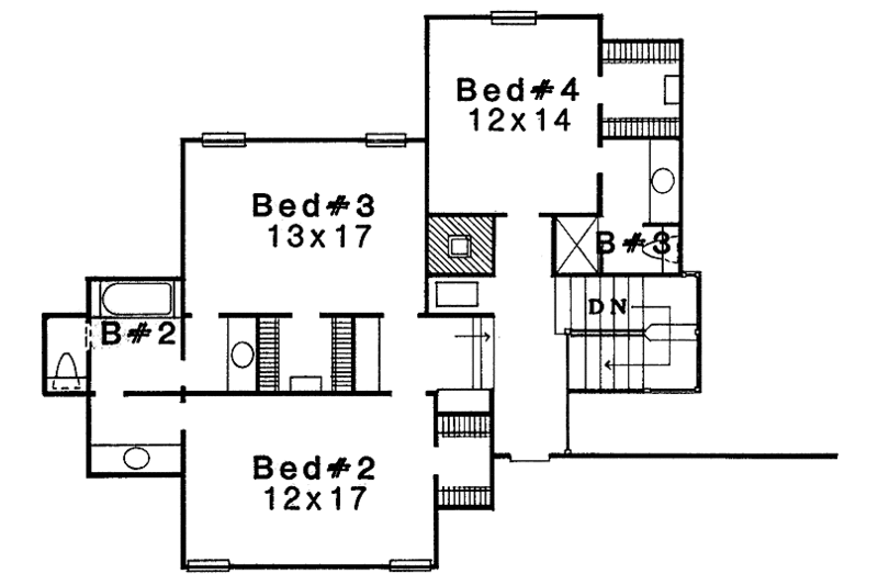 Home Plan - Floor Plan - Upper Floor for Country House Plan #310-1073 - 4 bed, 3.5 bath