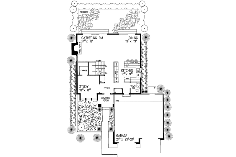 Home Plan - Floor Plan - Main Floor for Contemporary House Plan #72-853 - 3 bed, 2.5 bath