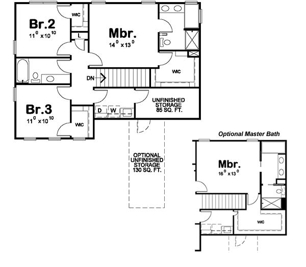 Traditional Style House Plan - 3 Beds 2.5 Baths 1837 Sq/Ft Plan #20 ...