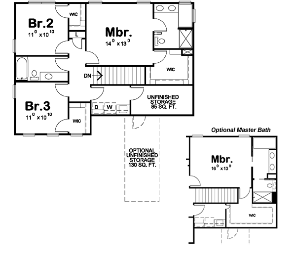 Dream House Plan - Traditional Floor Plan - Upper Floor Plan #20-1522