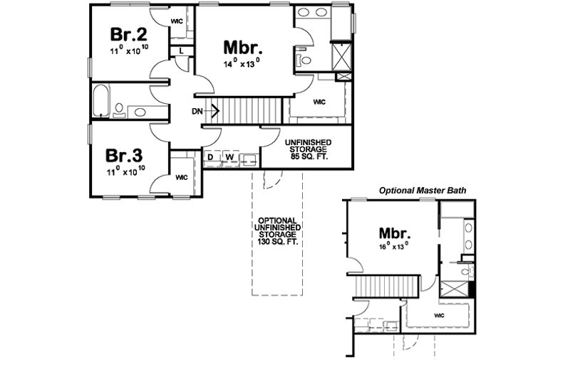 Dream House Plan - Floor Plan - Upper Floor for Traditional House Plan #20-1522 - 3 bed, 2.5 bath
