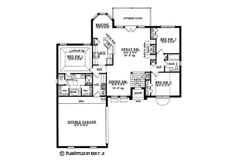Home Plan - Floor Plan - Main Floor for Country House Plan #42-455 - 3 bed, 2 bath
