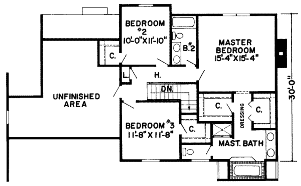 Floor Plan - Upper Floor for Traditional House Plan #312-450 - 3 bed, 2.5 bath