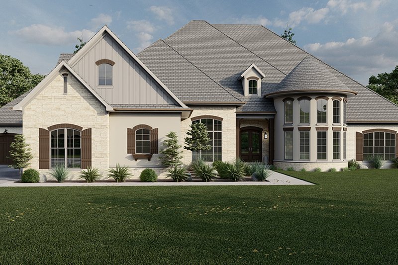 House Blueprint - European Exterior - Front Elevation Plan #923-298